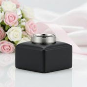 Silver Brushed Men's Titanium Wedding Band-Black Diamonds New York