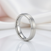 Silver Brushed Men's Titanium Wedding Band-Black Diamonds New York