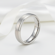 Silver Brushed Men's Titanium Wedding Band-Black Diamonds New York