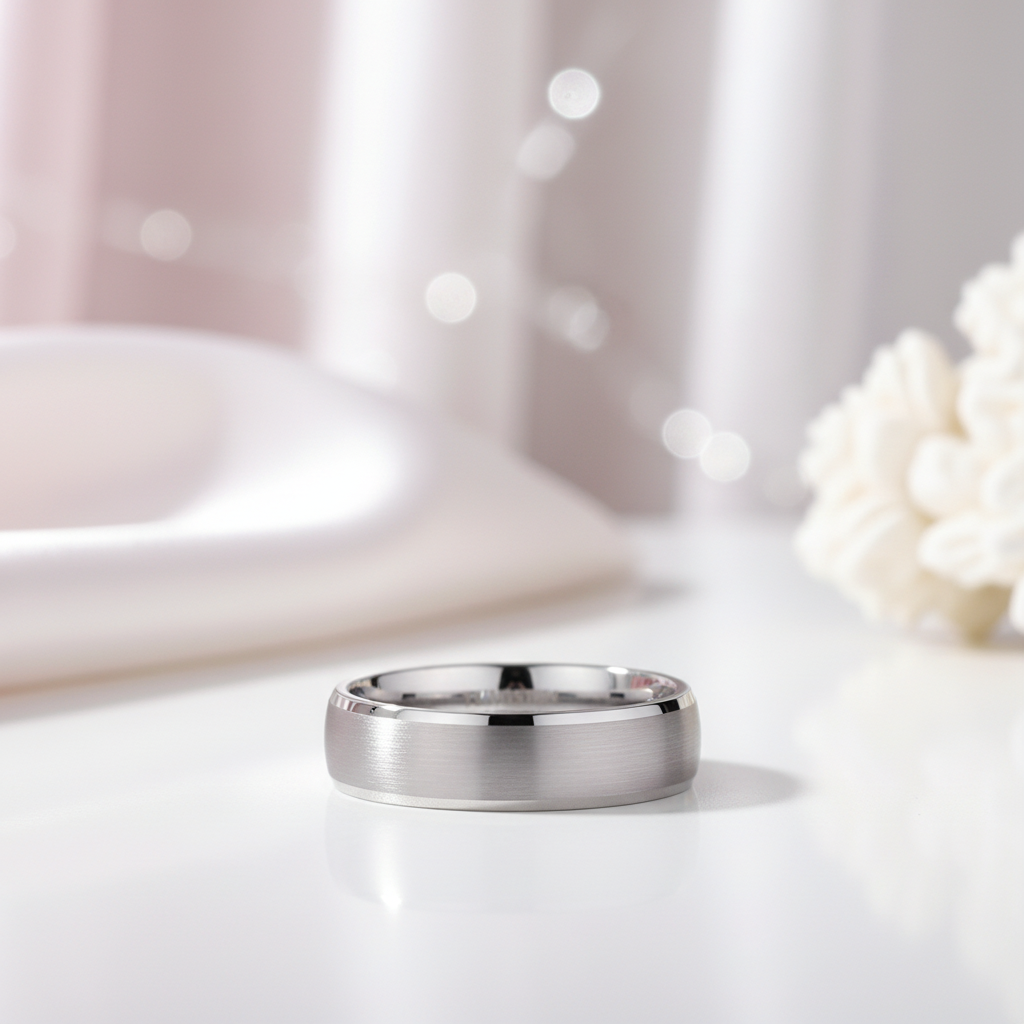 Silver Brushed Men's Tungsten Carbide Wedding Band-Black Diamonds New York
