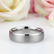 Silver Brushed Men's Tungsten Carbide Wedding Band-Black Diamonds New York