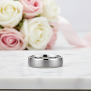 Silver Brushed Men's Tungsten Carbide Wedding Band-Black Diamonds New York