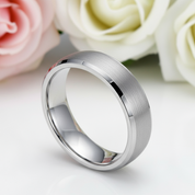 Silver Brushed Men's Tungsten Carbide Wedding Band-Black Diamonds New York