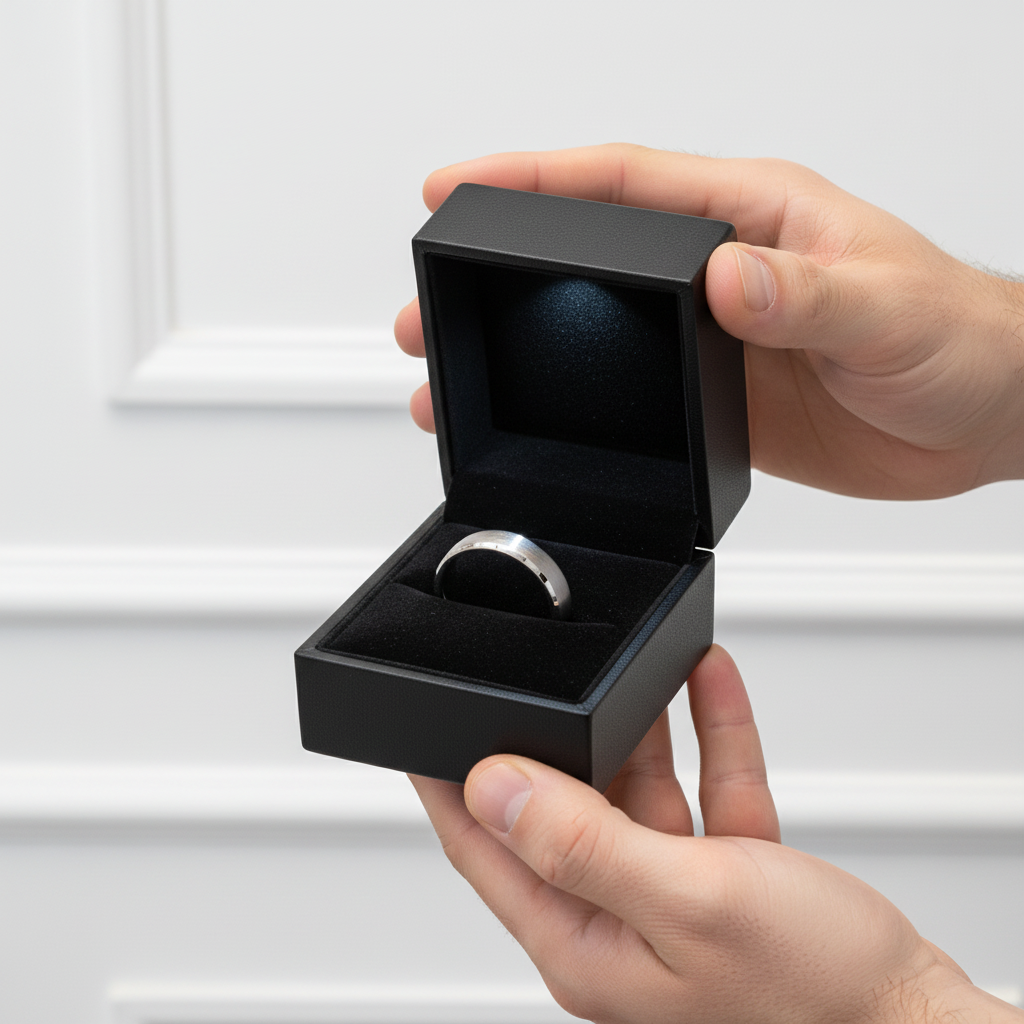 Silver Brushed Men's Tungsten Carbide Wedding Band-Black Diamonds New York