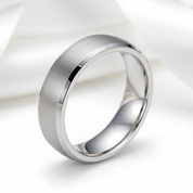 Silver Brushed Men's Tungsten Carbide Wedding Band-Black Diamonds New York