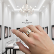 Silver & Gold Spin Men's Ring Band-Black Diamonds New York