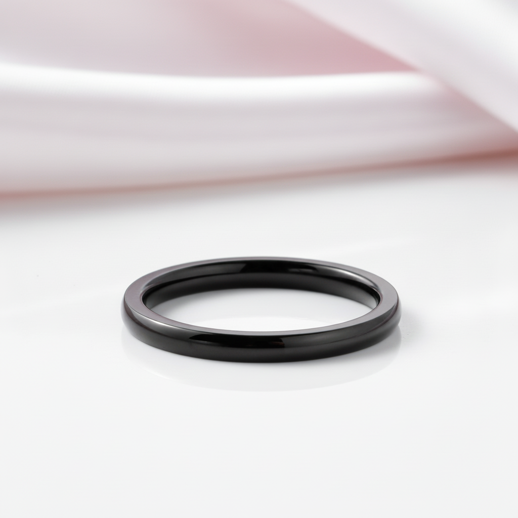 Simple 2mm Women's Wedding Band-Black Diamonds New York