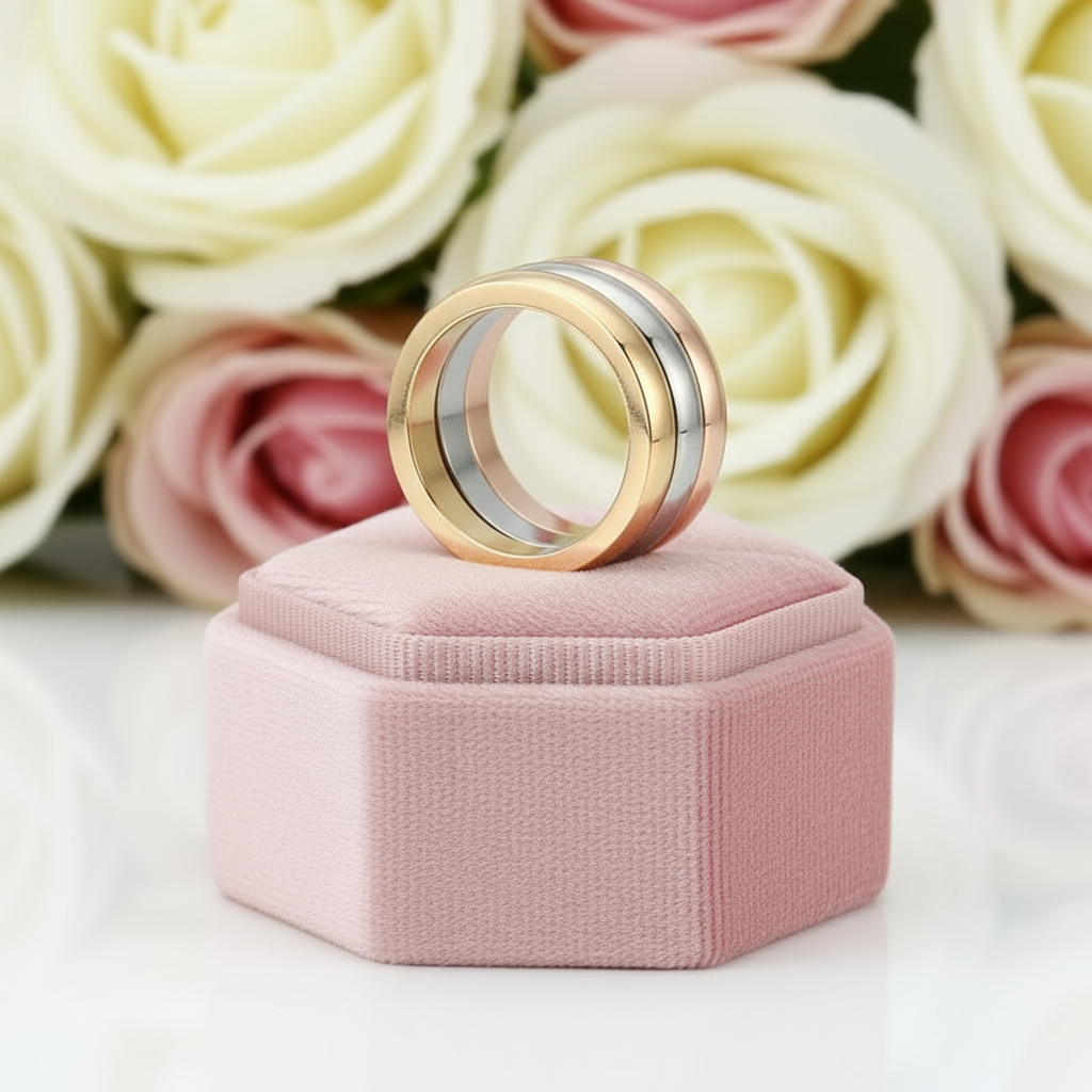 Simple 3 Layers Ring Band-Black Diamonds New York