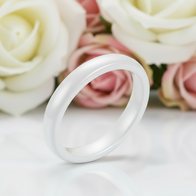 Simple 3mm Ceramic Wedding Band-Black Diamonds New York