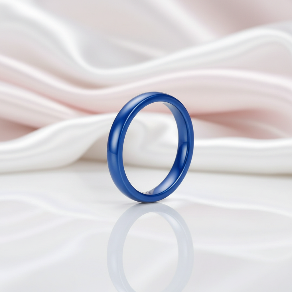 Simple 3mm Ceramic Wedding Band-Black Diamonds New York