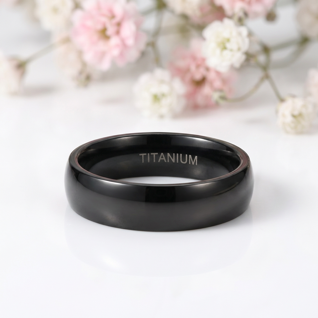 Simple Black Titanium Men's Wedding Band-Black Diamonds New York