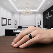 Simple Black Titanium Men's Wedding Band-Black Diamonds New York