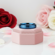 Simple Blue Men's Titanium Wedding Band-Black Diamonds New York