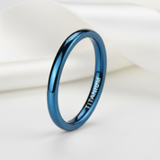 Simple Blue Men's Titanium Wedding Band-Black Diamonds New York