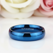 Simple Blue Men's Titanium Wedding Band-Black Diamonds New York