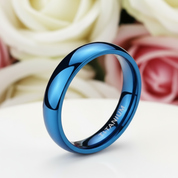 Simple Blue Men's Titanium Wedding Band-Black Diamonds New York