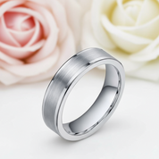 Simple Brushed Tungsten Wedding Band-Black Diamonds New York