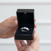 Simple Brushed Tungsten Wedding Band-Black Diamonds New York