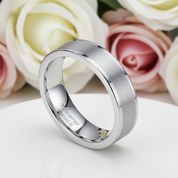 Simple Brushed Tungsten Wedding Band-Black Diamonds New York