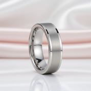 Simple Brushed Tungsten Wedding Band-Black Diamonds New York