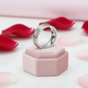 Simple Brushed Tungsten Wedding Band-Black Diamonds New York