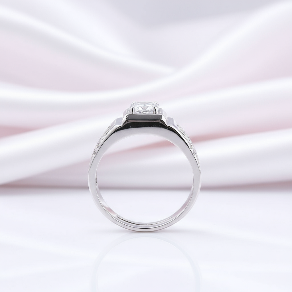 Simple Design Round Cut Adjustable Men's Band-Black Diamonds New York