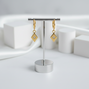 Simple Geometric with Star Hoop Earrings-Black Diamonds New York