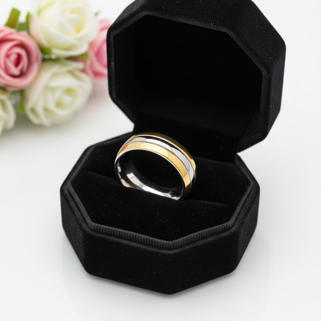 Simple Men's Titanium Wedding Band-Black Diamonds New York