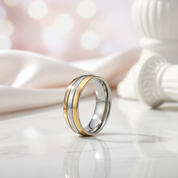 Simple Men's Titanium Wedding Band-Black Diamonds New York
