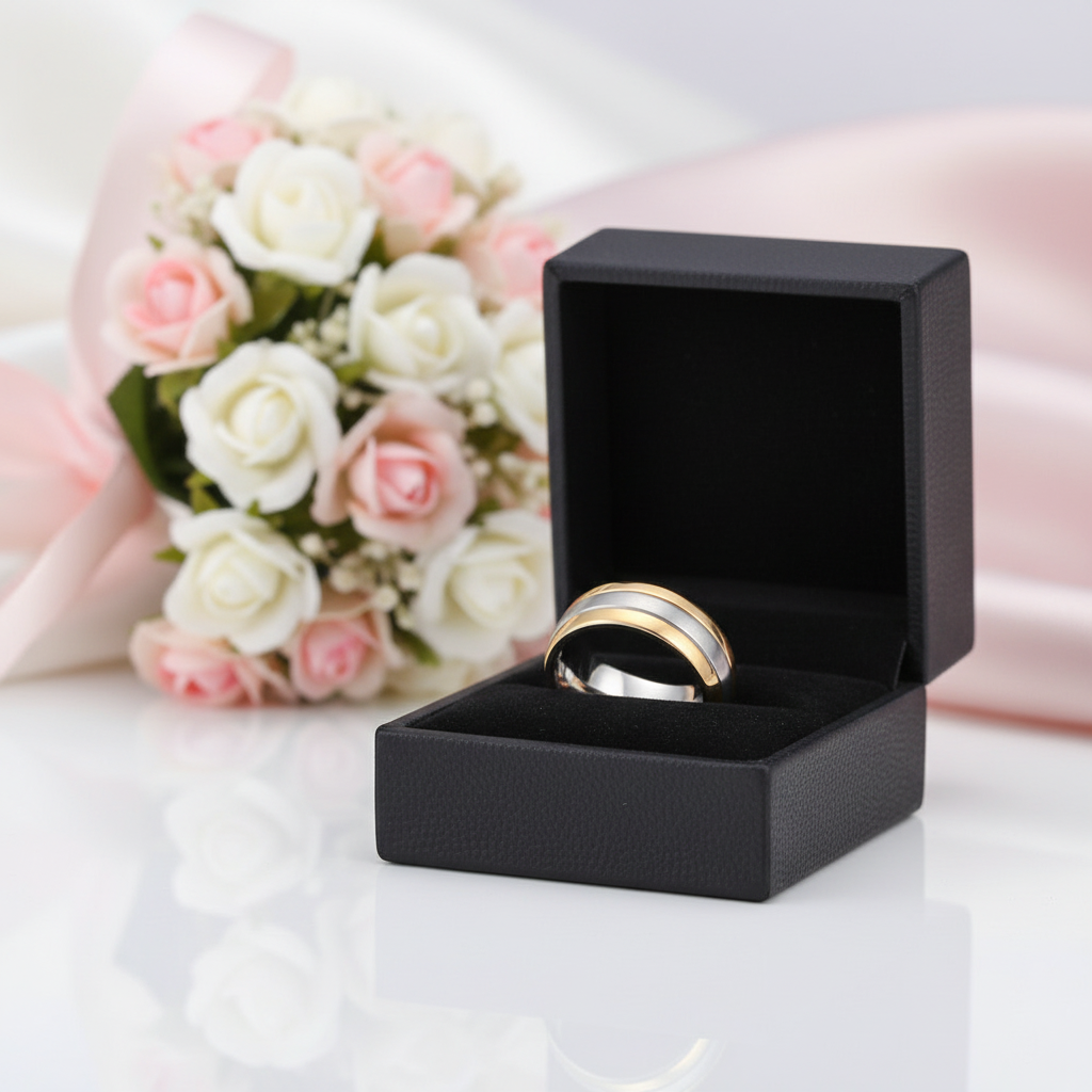 Simple Men's Titanium Wedding Band-Black Diamonds New York
