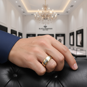 Simple Men's Titanium Wedding Band-Black Diamonds New York