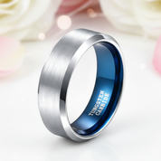 Simple Men's Tungsten Carbide Wedding Band-Black Diamonds New York