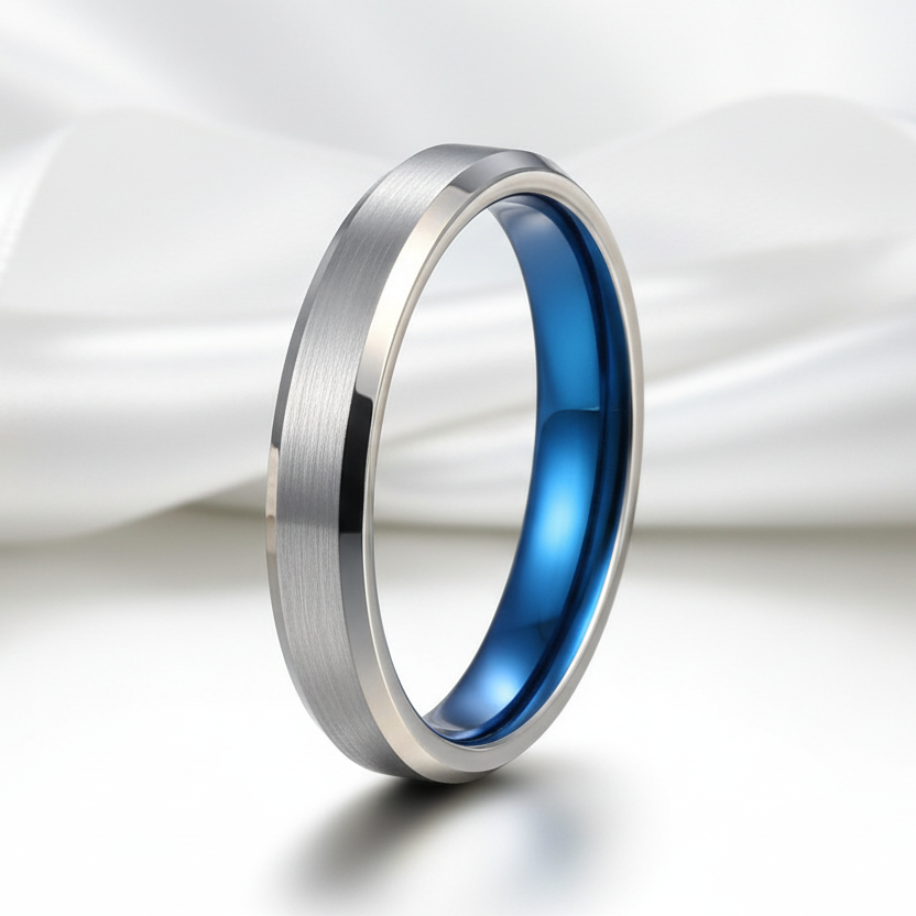 Simple Men's Tungsten Carbide Wedding Band-Black Diamonds New York