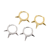 Simple Minimalist Punk Rivet Hoop Earrings-Black Diamonds New York