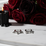 Simple Minimalist Punk Rivet Hoop Earrings-Black Diamonds New York