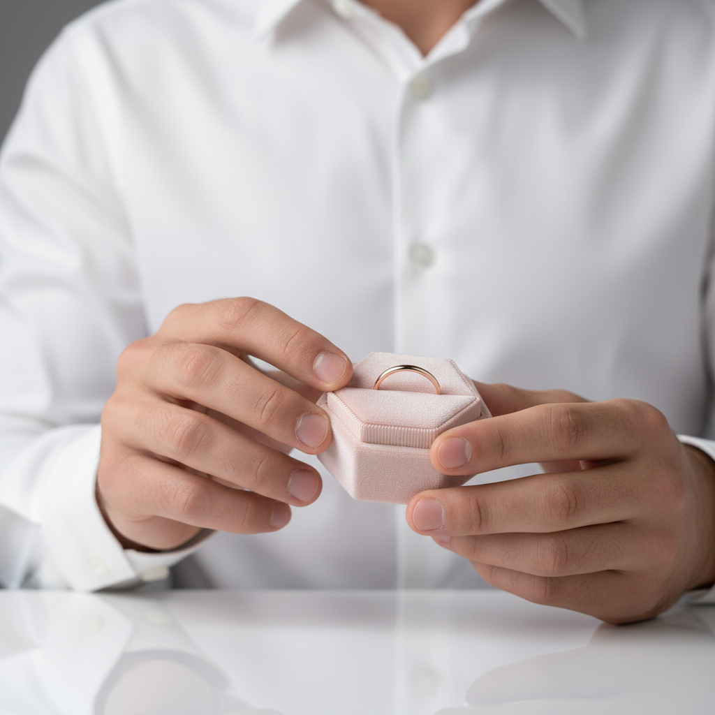 Simple Rose Gold Wedding Band-Black Diamonds New York