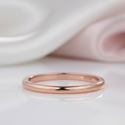 Simple Rose Gold Wedding Band-Black Diamonds New York