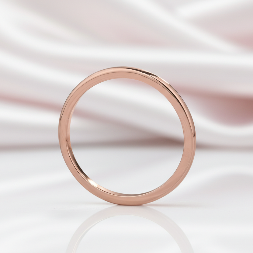 Simple Rose Gold Wedding Band-Black Diamonds New York