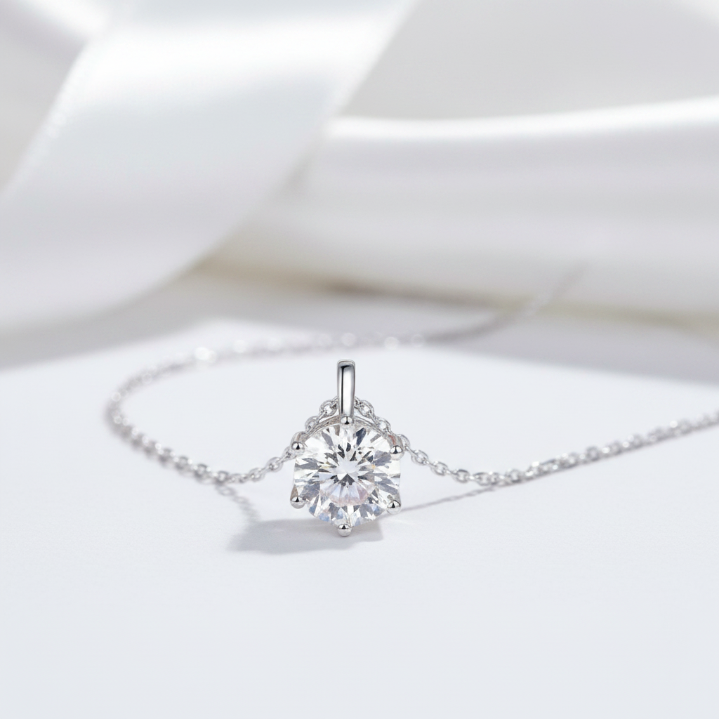 Simple Six-Claw 2.0 Ct Diamond Option Necklace-Black Diamonds New York