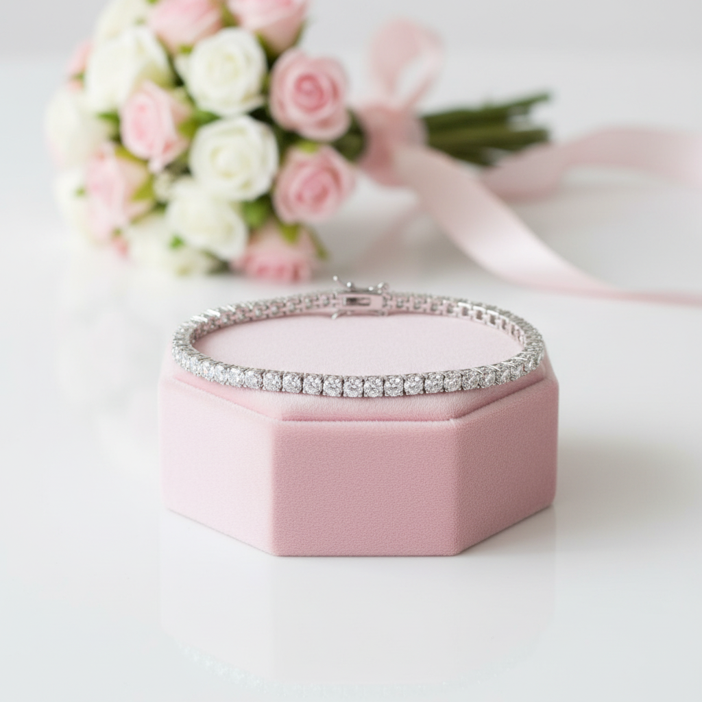 Simple White Round Cut Bracelet-Black Diamonds New York