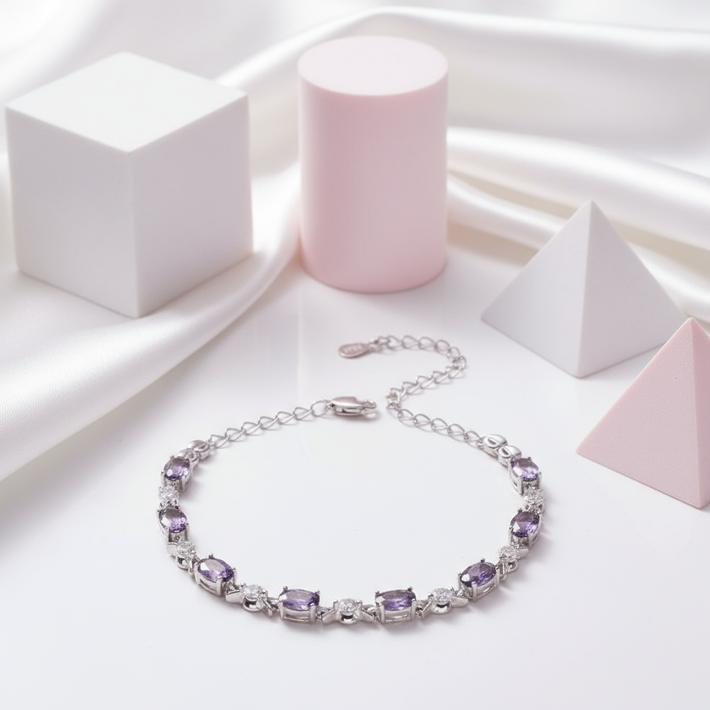 Sincere Love Amethyst Women's Bracelet-Black Diamonds New York