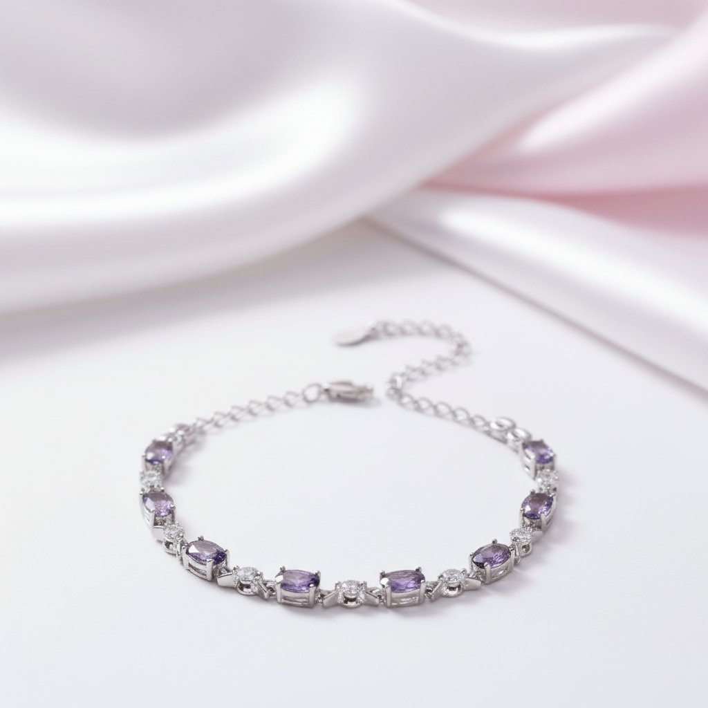 Sincere Love Amethyst Women's Bracelet-Black Diamonds New York