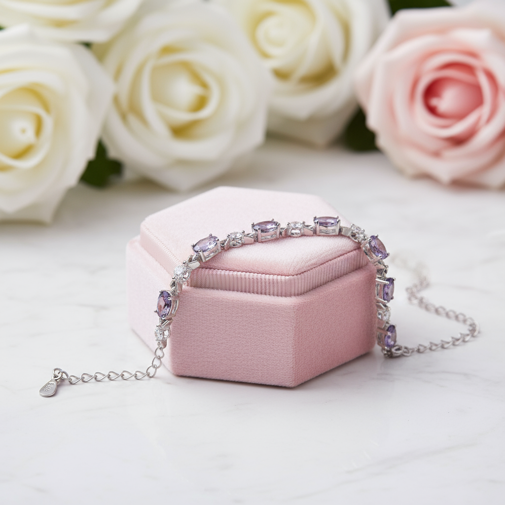 Sincere Love Amethyst Women's Bracelet-Black Diamonds New York