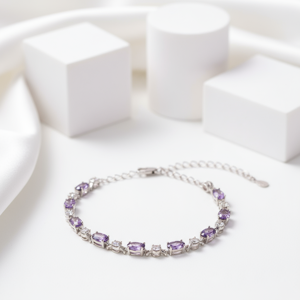 Sincere Love Amethyst Women's Bracelet-Black Diamonds New York