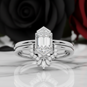 Sincerity - Hexagon Cut Diamond Option 14k Rose Gold Wedding Ring-Black Diamonds New York