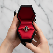 Sincerity - Hexagon Cut Diamond Option 14k Rose Gold Wedding Ring-Black Diamonds New York