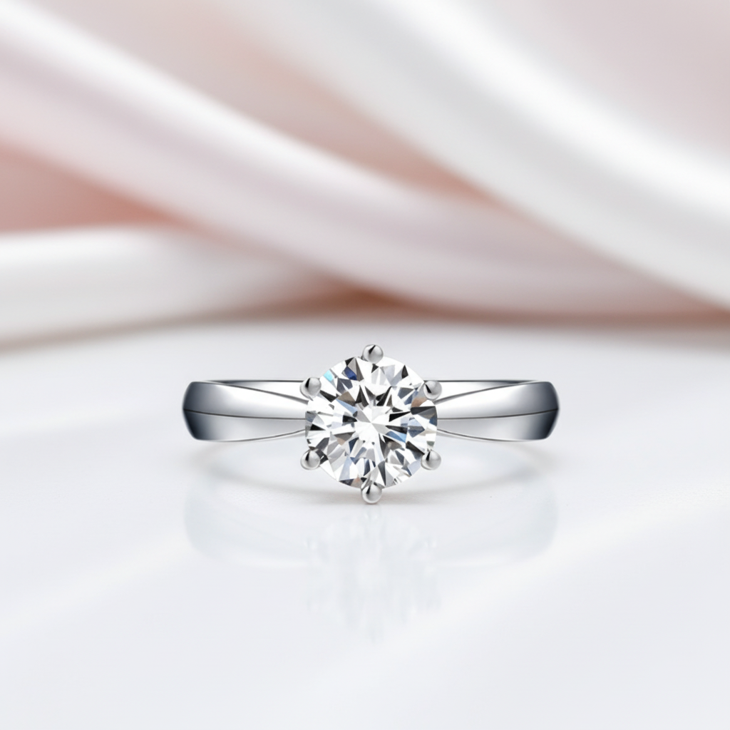 Round Cut Diamond Option Six Prong Hollow Shape Ring-Black Diamonds New York