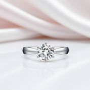 Round Cut Diamond Option Six Prong Hollow Shape Ring-Black Diamonds New York