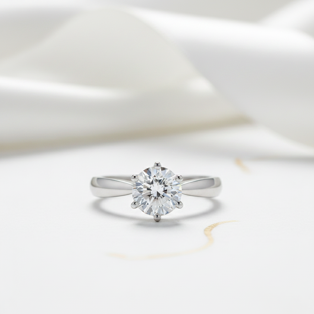 Round Cut Diamond Option Six Prong Hollow Shape Ring-Black Diamonds New York