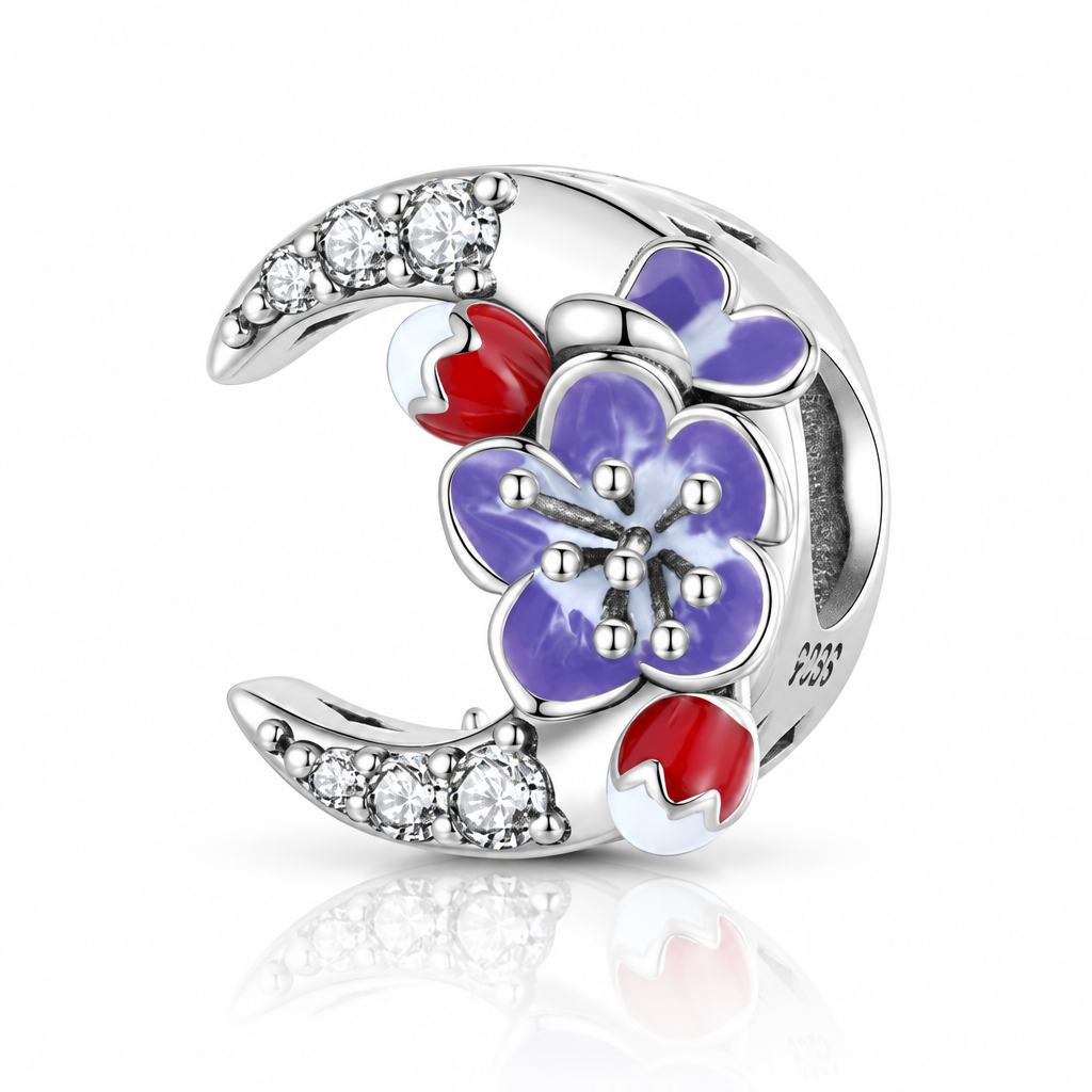 Skull And Lady Rose Arrow Charm-Black Diamonds New York